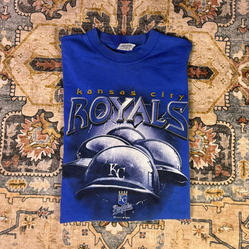 Vintage Kansas City Royals T-Shirt Blue Dynasty 2002 MLB Baseball Graphic Tee L